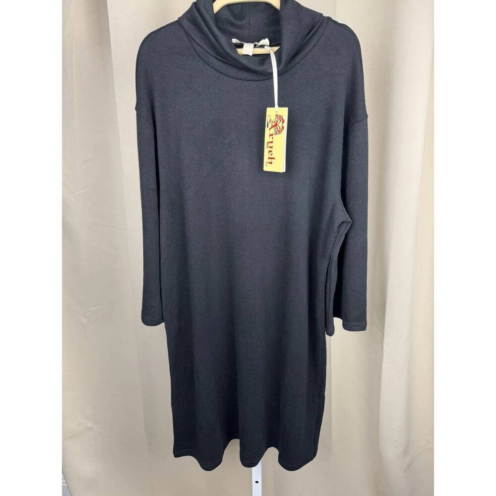 NEW ARYEH women's madison cowl neck knit dress in black